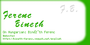 ferenc bineth business card